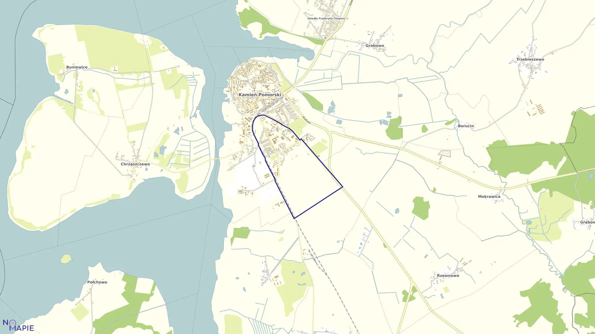 Mapa obrębu 0006 Kamień Pomorski w gminie Kamień Pomorski