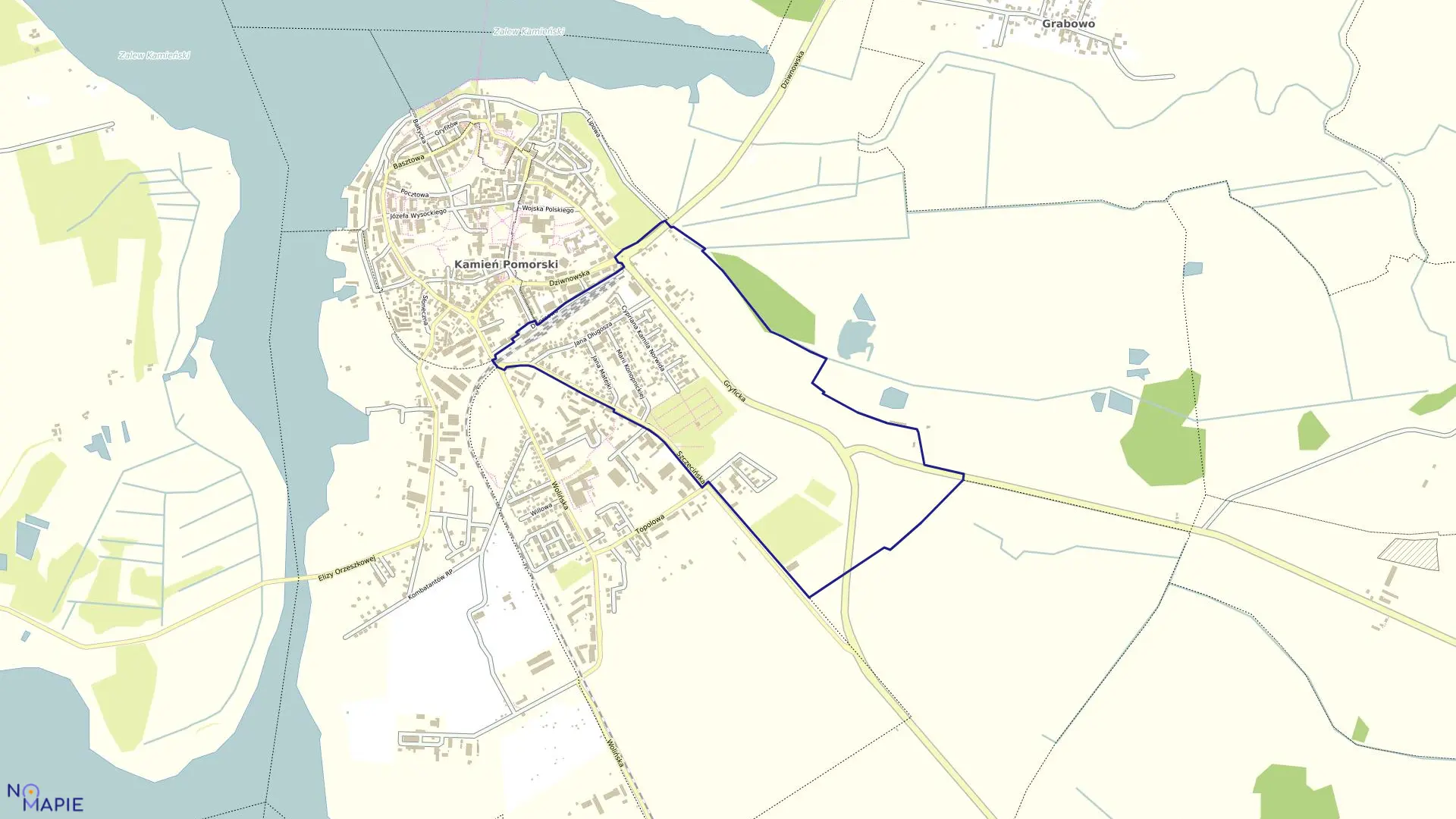 Mapa obrębu 0007 Kamień Pomorski w gminie Kamień Pomorski
