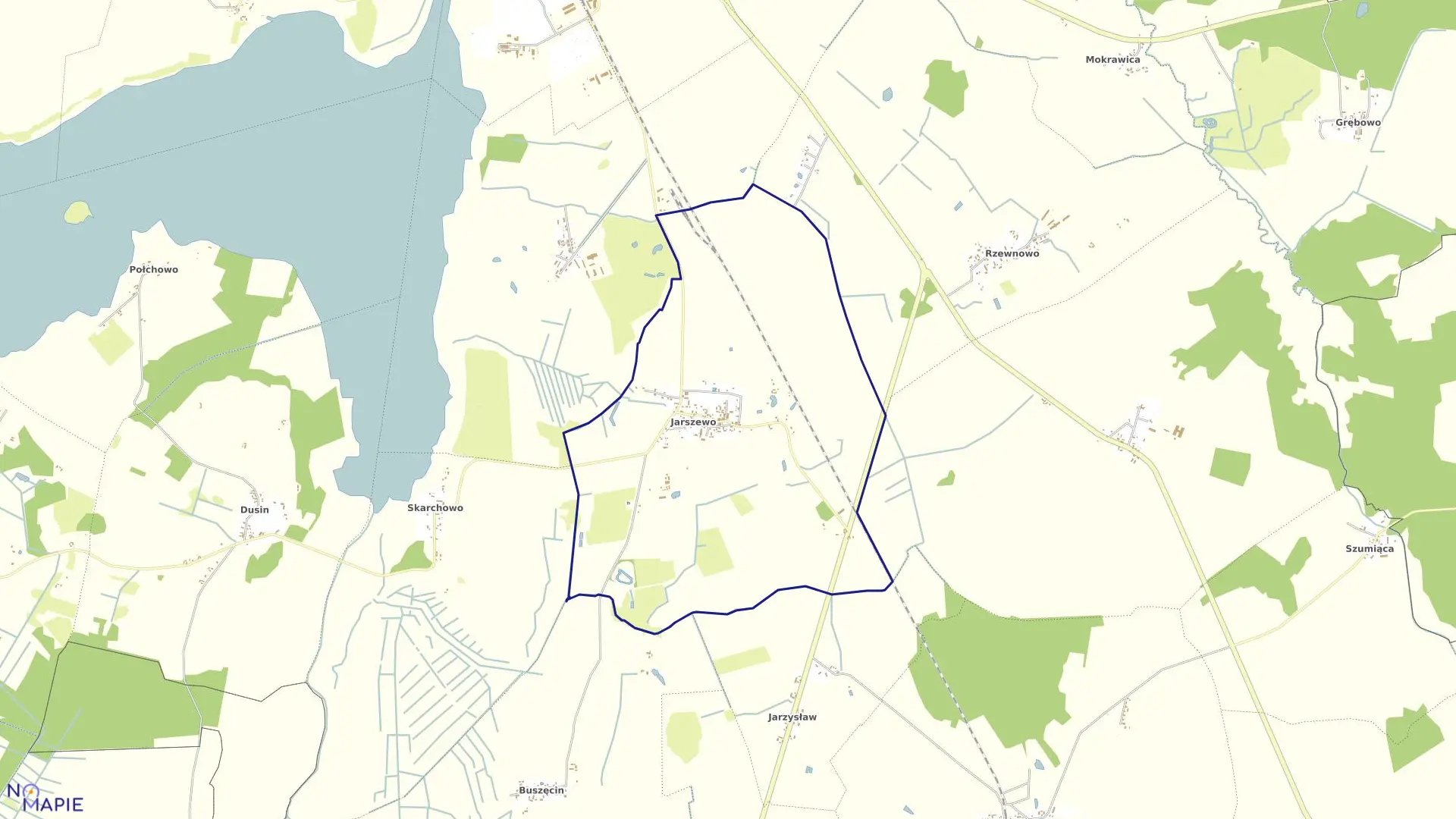 Mapa obrębu Jarszewo w gminie Kamień Pomorski