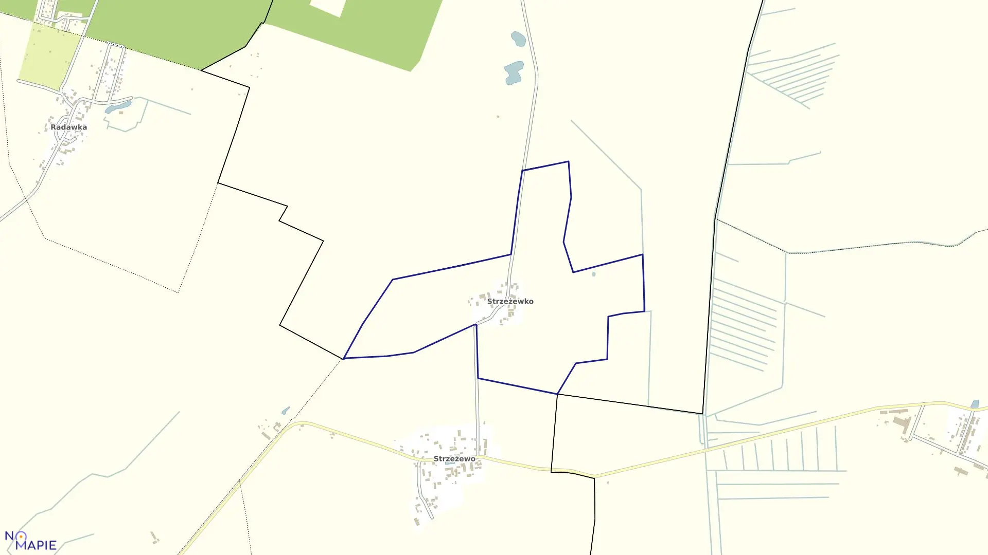 Mapa obrębu Strzeżewko w gminie Kamień Pomorski